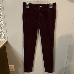 American Eagle Burgundy Maroon Corduroy 360 Super Stretch Jegging (Women 0 Long)